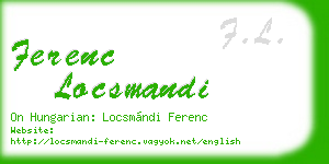 ferenc locsmandi business card